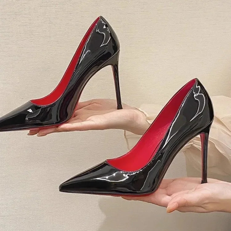 Women's High Heels 2024 Spring and Autumn Season New Thin Heel Red Sole High Heel Single Shoes