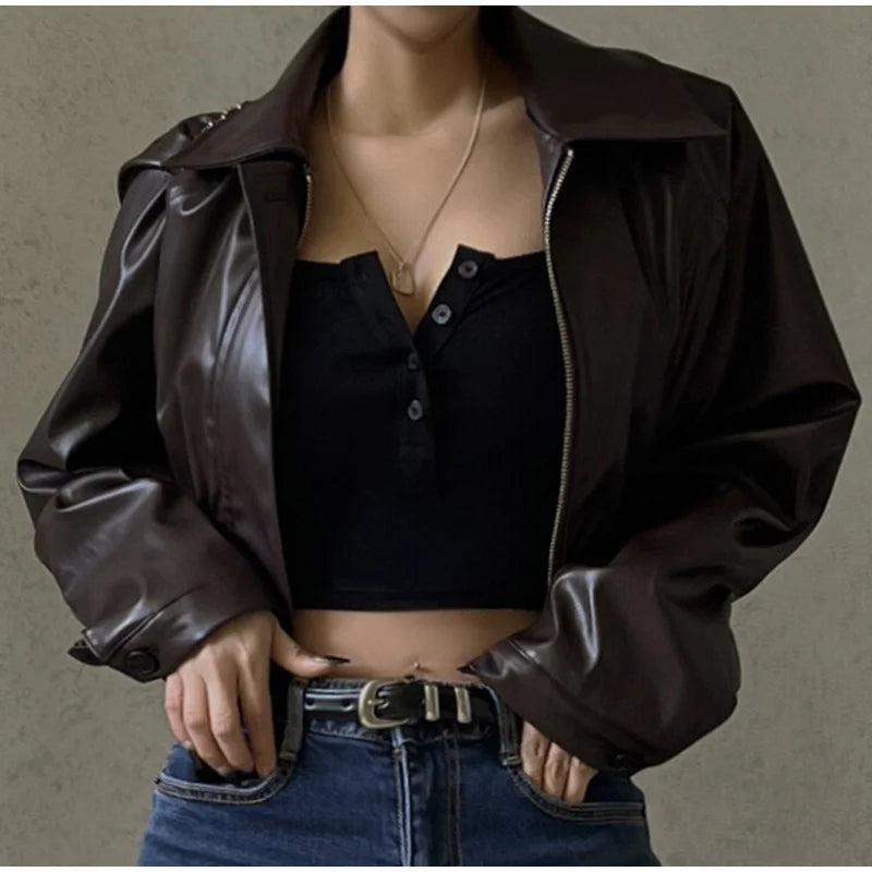 Plum Leather Bomber