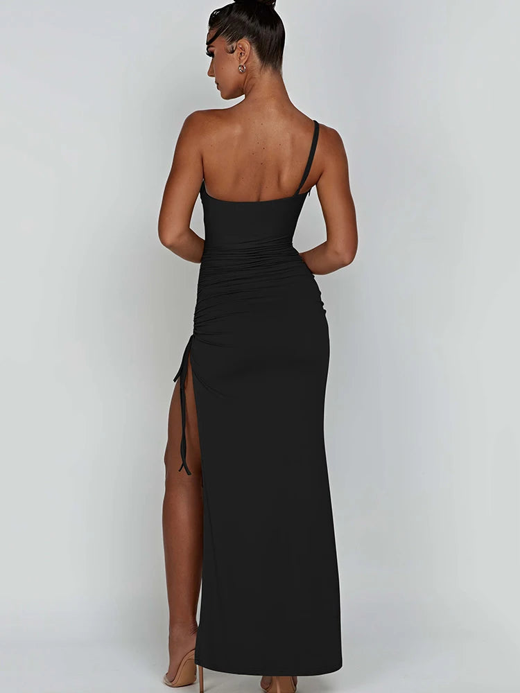 Drawstring High Slit Dress