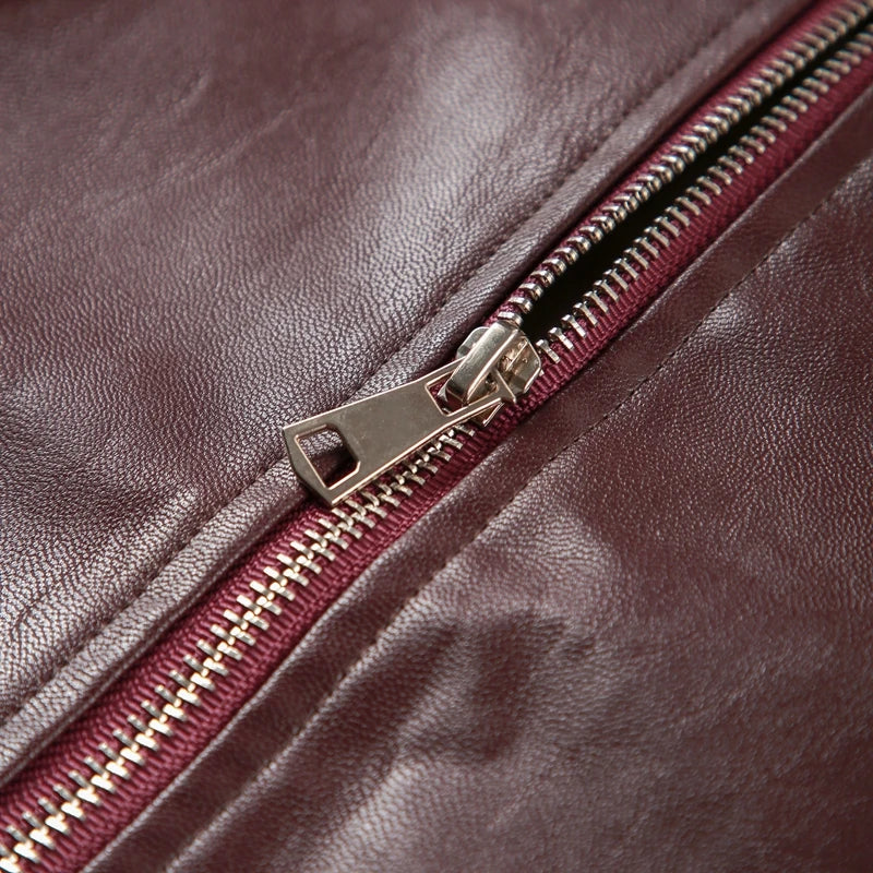 Plum Leather Bomber