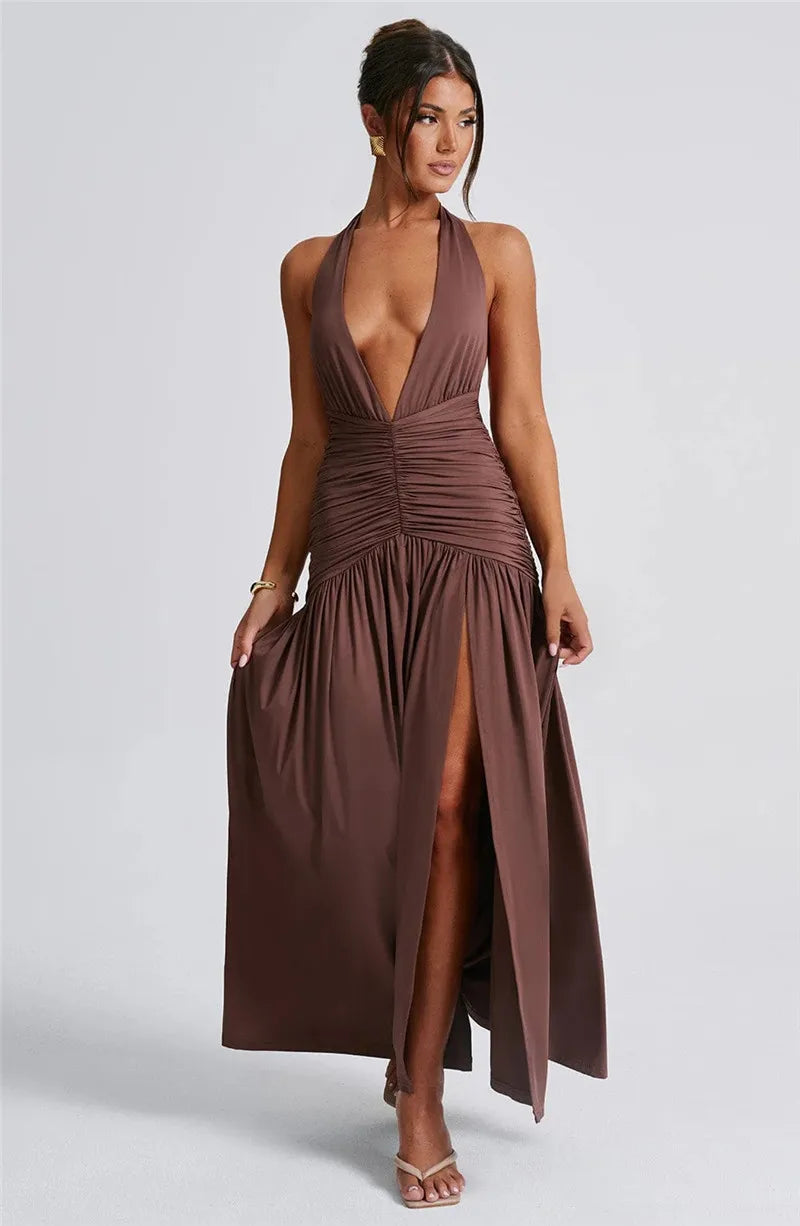 Halter Deep V Dress