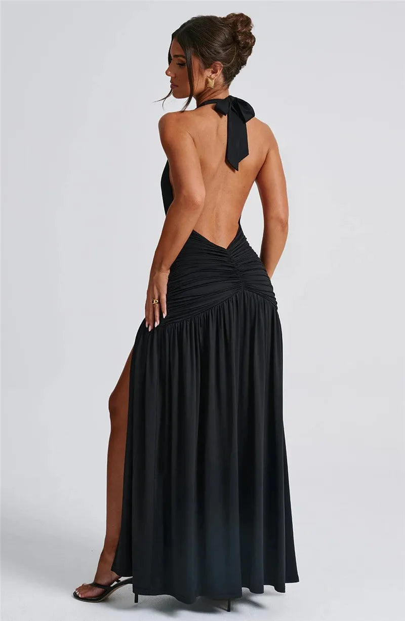 Halter Deep V Dress