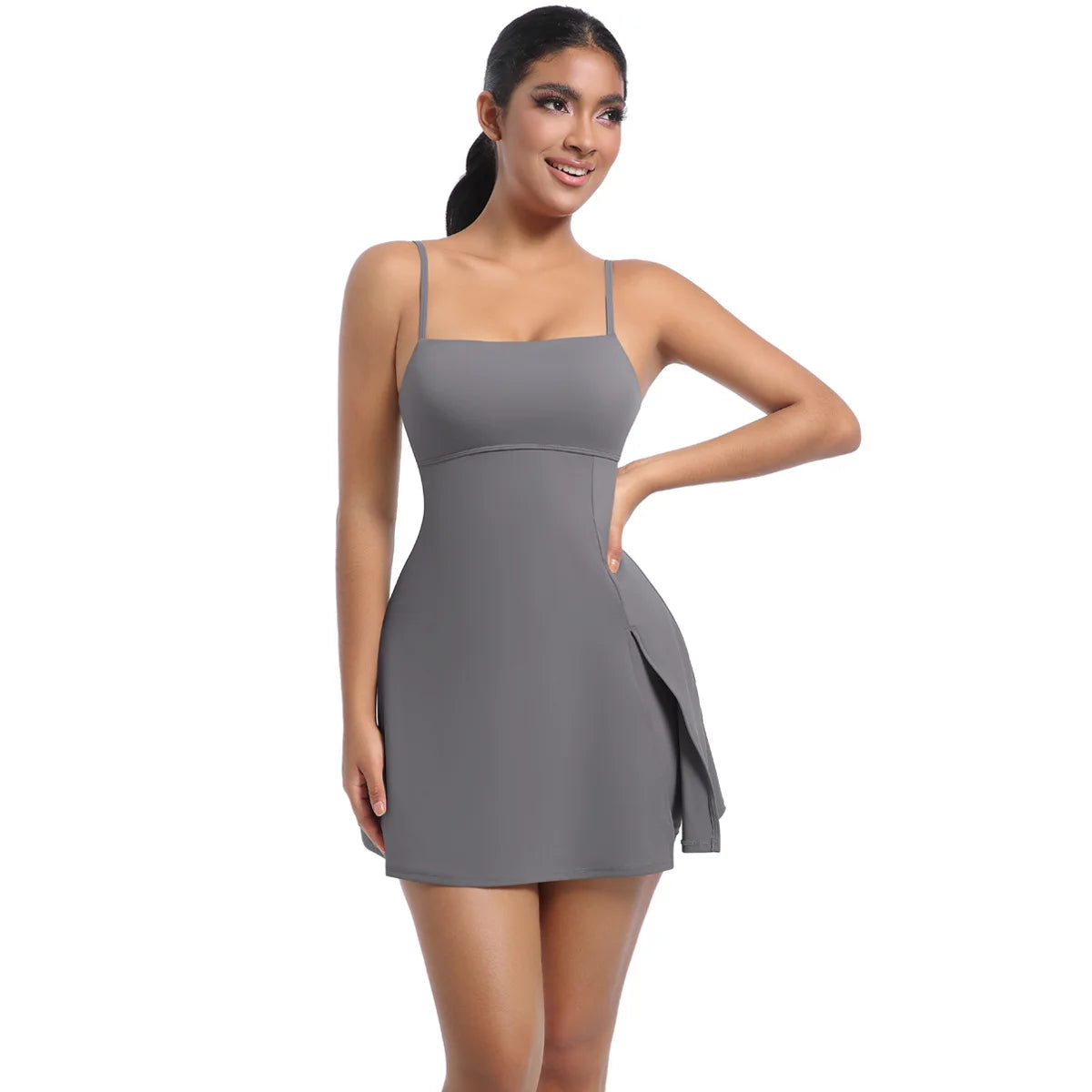 Workout Tennis Dress with Built in Short Women Sexy Fitness Mini Dress Cut Out Yoga Exercise Romper Pickleball Sports Overalls