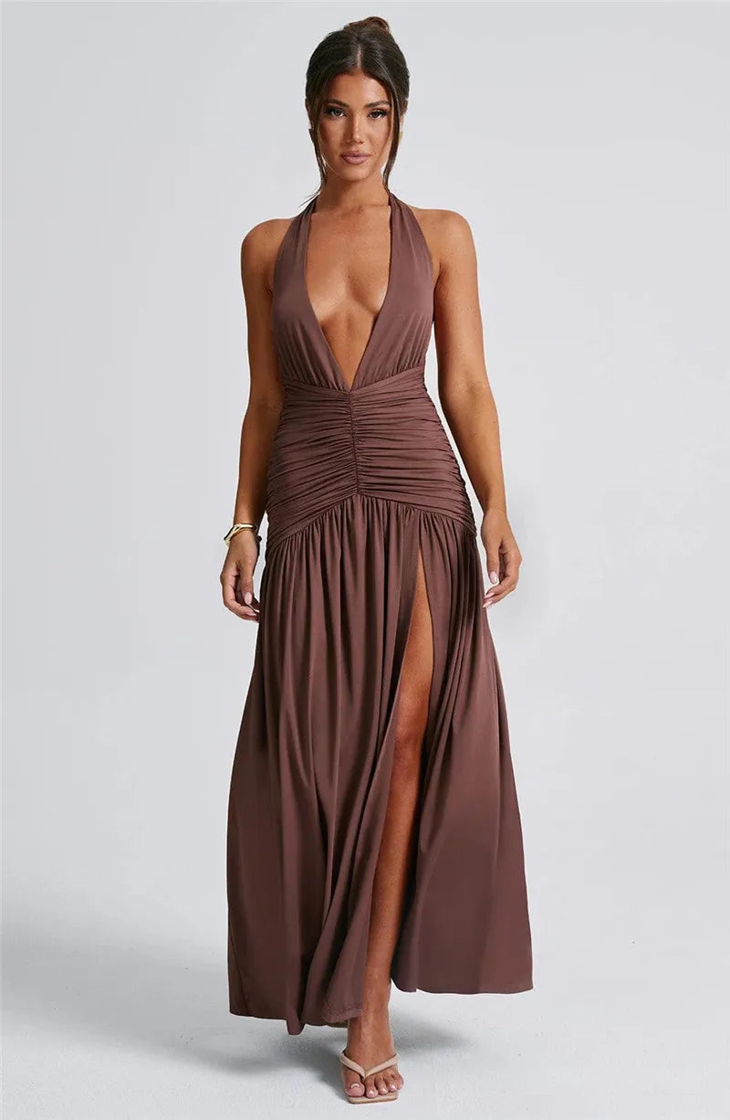 Halter Deep V Dress