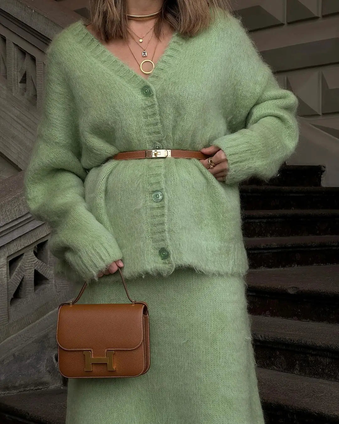 Elegant Mohair Skirt Sets