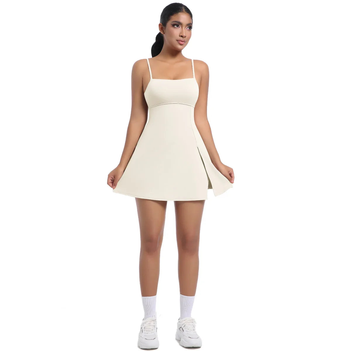 Workout Tennis Dress with Built in Short Women Sexy Fitness Mini Dress Cut Out Yoga Exercise Romper Pickleball Sports Overalls