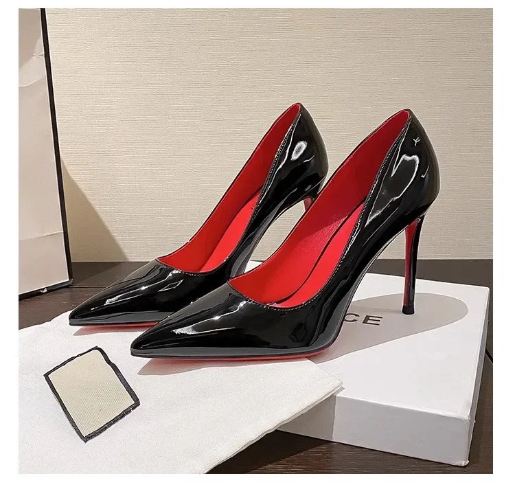 Women's High Heels 2024 Spring and Autumn Season New Thin Heel Red Sole High Heel Single Shoes