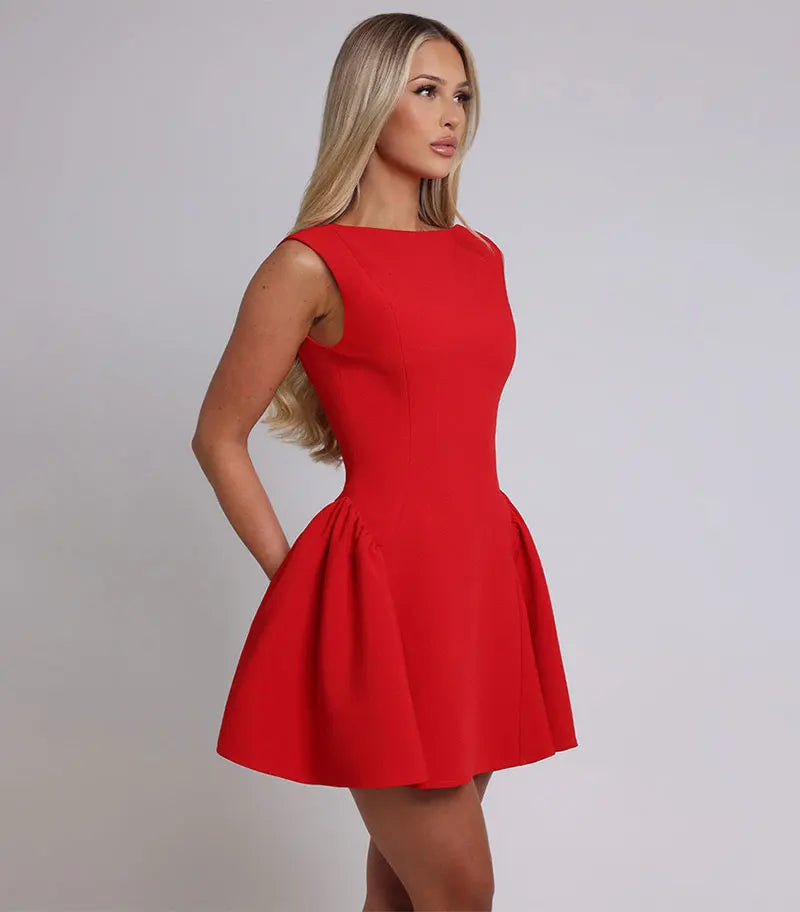 Backless Ruched Mini Dress