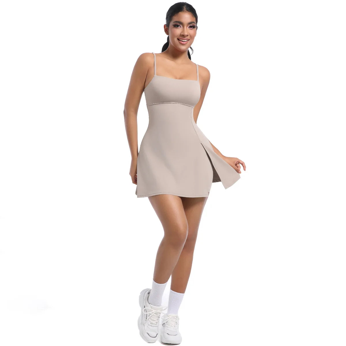 Workout Tennis Dress with Built in Short Women Sexy Fitness Mini Dress Cut Out Yoga Exercise Romper Pickleball Sports Overalls