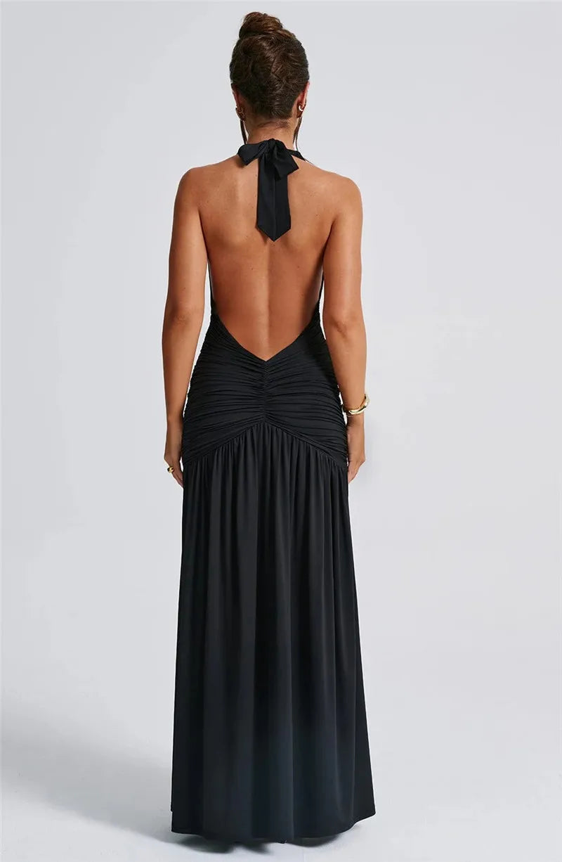 Halter Deep V Dress