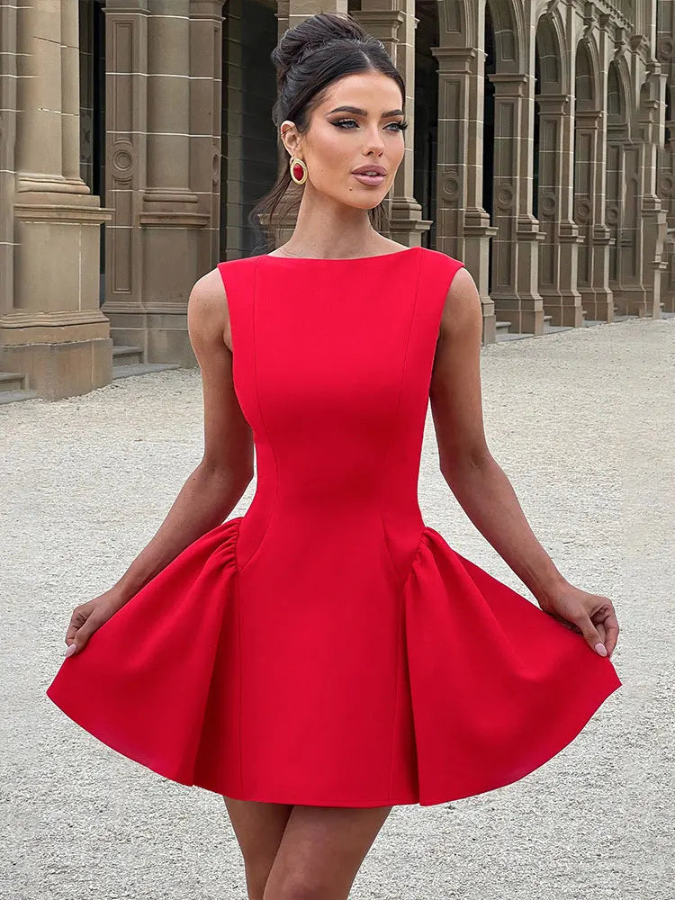 Backless Ruched Mini Dress