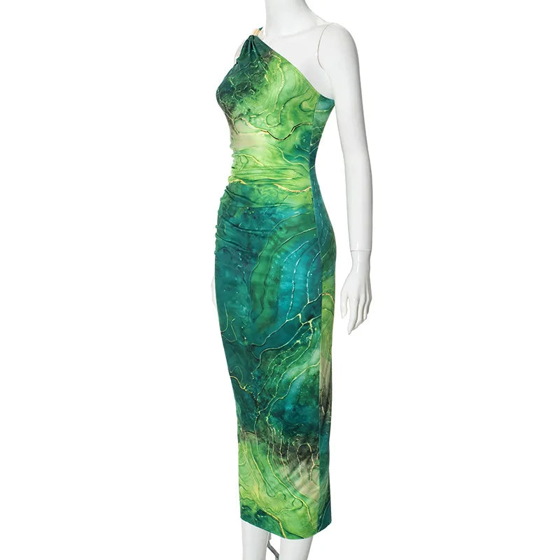 Green Print Dress