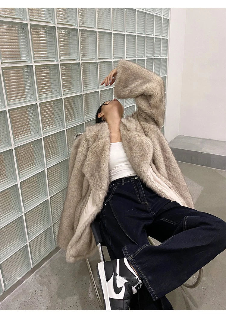 Lapel Faux Coat