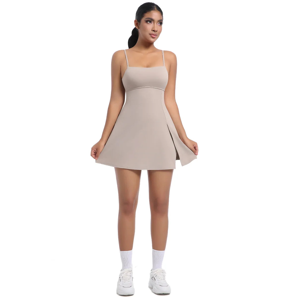 Workout Tennis Dress with Built in Short Women Sexy Fitness Mini Dress Cut Out Yoga Exercise Romper Pickleball Sports Overalls