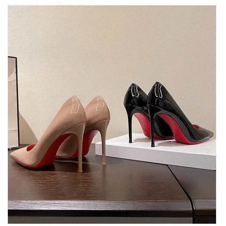 Women's High Heels 2024 Spring and Autumn Season New Thin Heel Red Sole High Heel Single Shoes