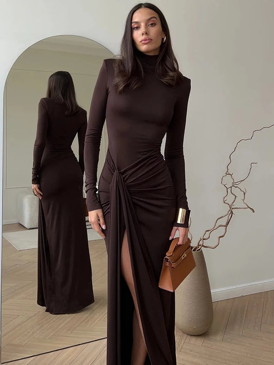 Long Sleeve Draped Bandage Bodycon Dress