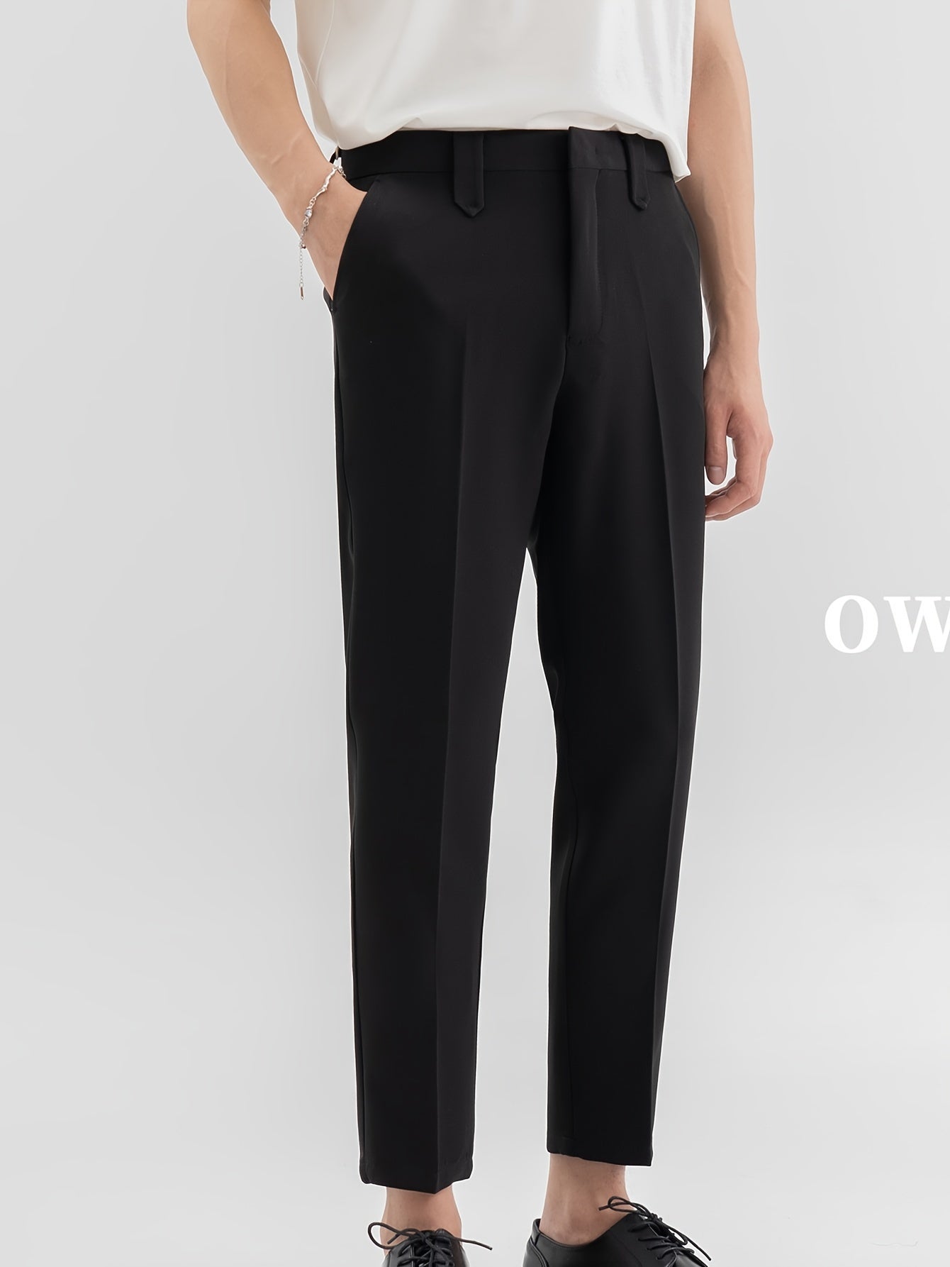 Chic Dress Pants, Men's Formal Solid Color Dress Pants For Spring Summer Business, Old Money Style