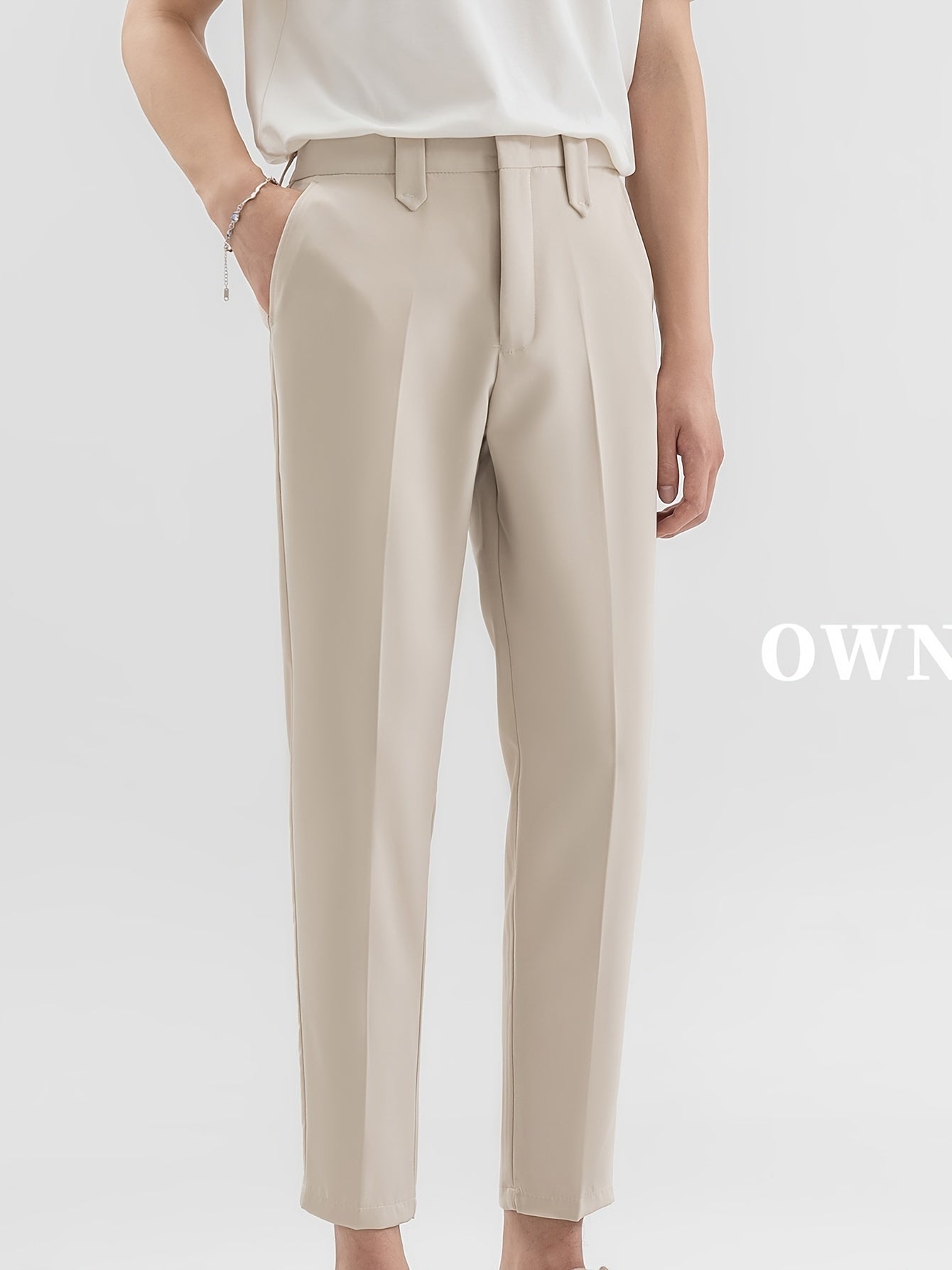 Chic Dress Pants, Men's Formal Solid Color Dress Pants For Spring Summer Business, Old Money Style