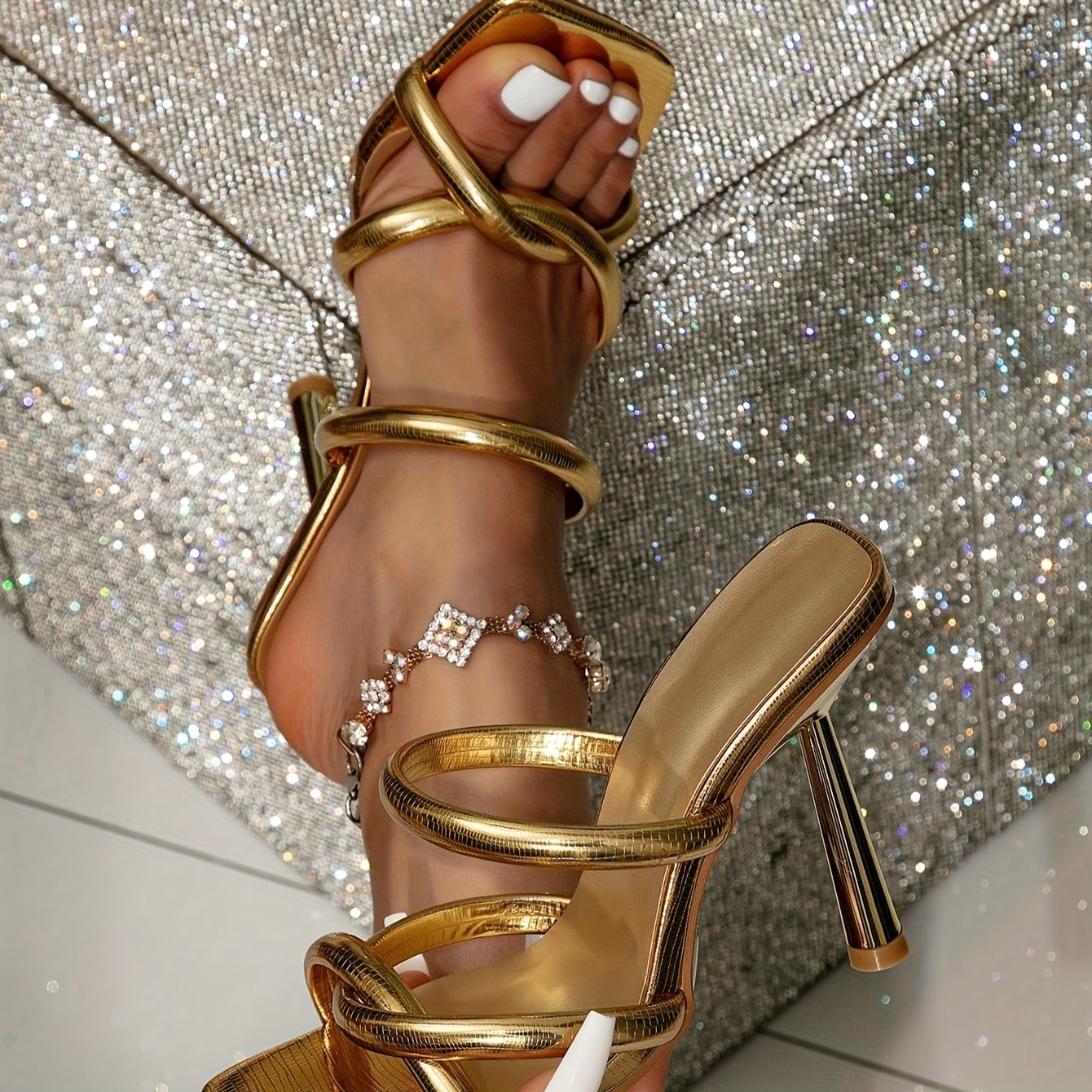 Golden Stiletto Heels