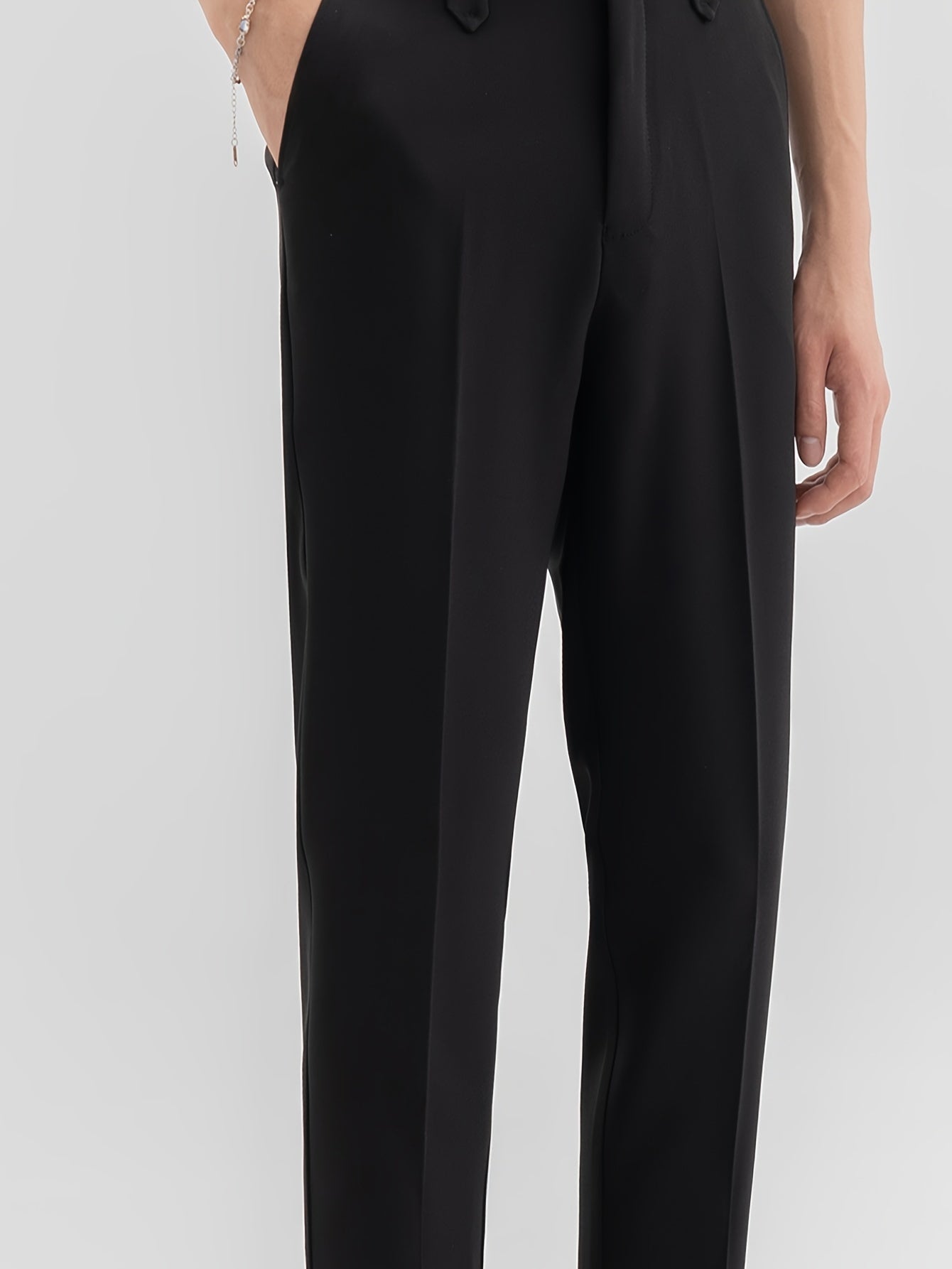 Chic Dress Pants, Men's Formal Solid Color Dress Pants For Spring Summer Business, Old Money Style