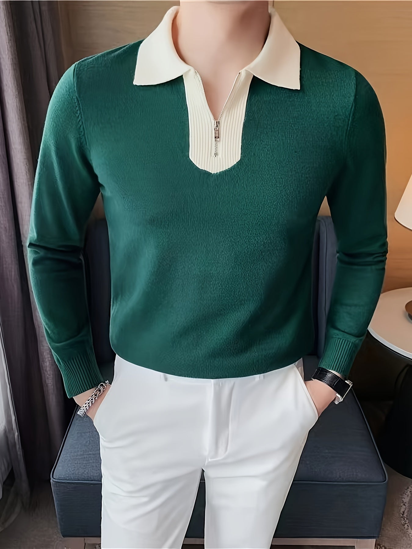 Lapel Collar Knit Sweater