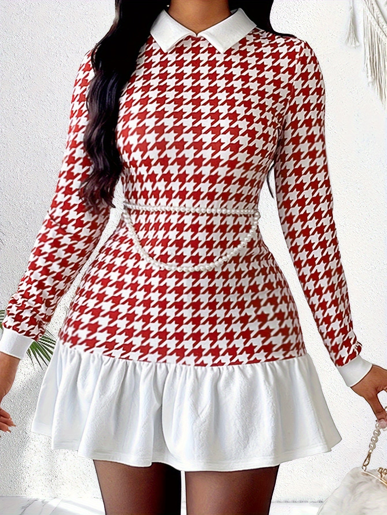 Houndstooth Print Dress