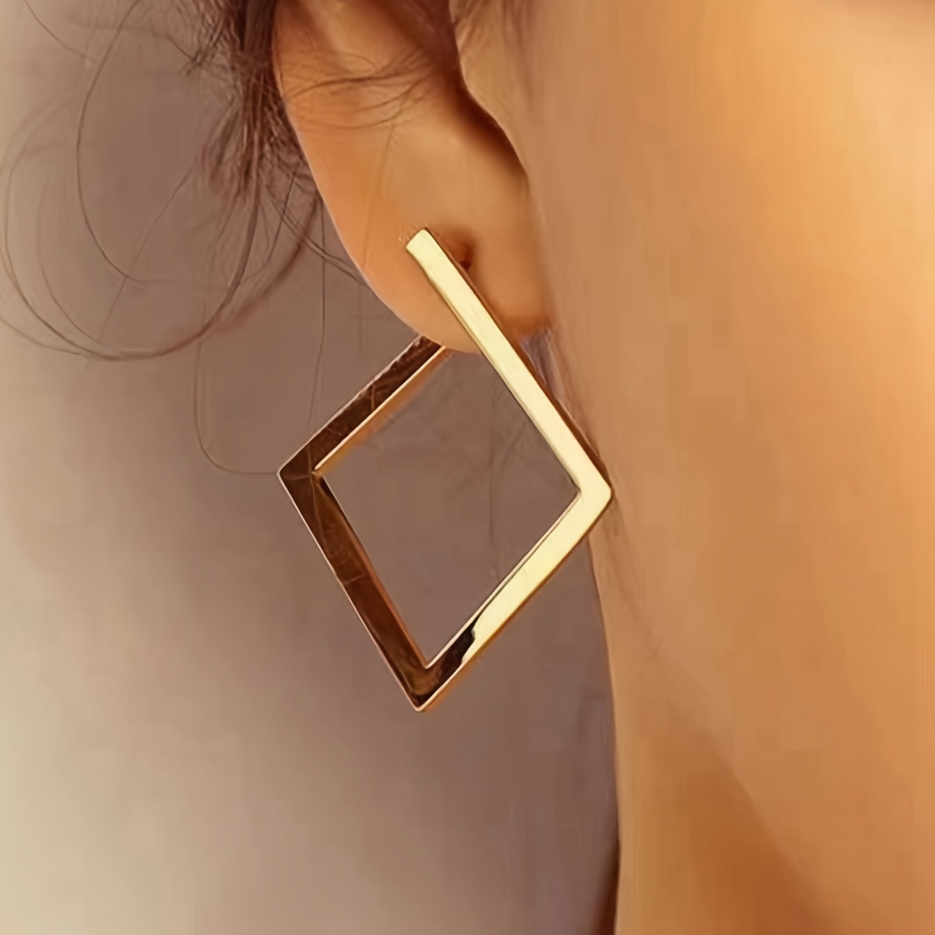 Elegant Geometric Square Stud Earrings, Minimalist Style Jewelry Accessory For Women