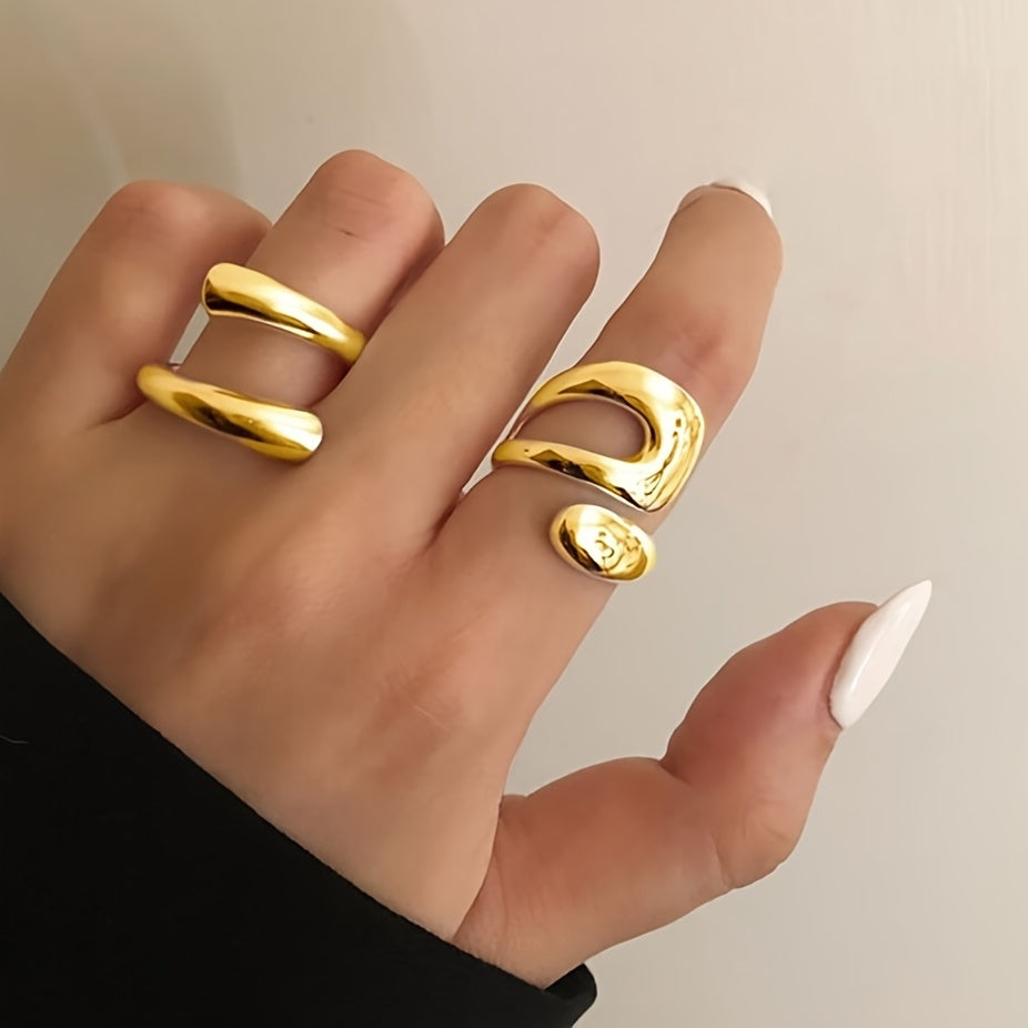 Adjustable Irregular Rings Set