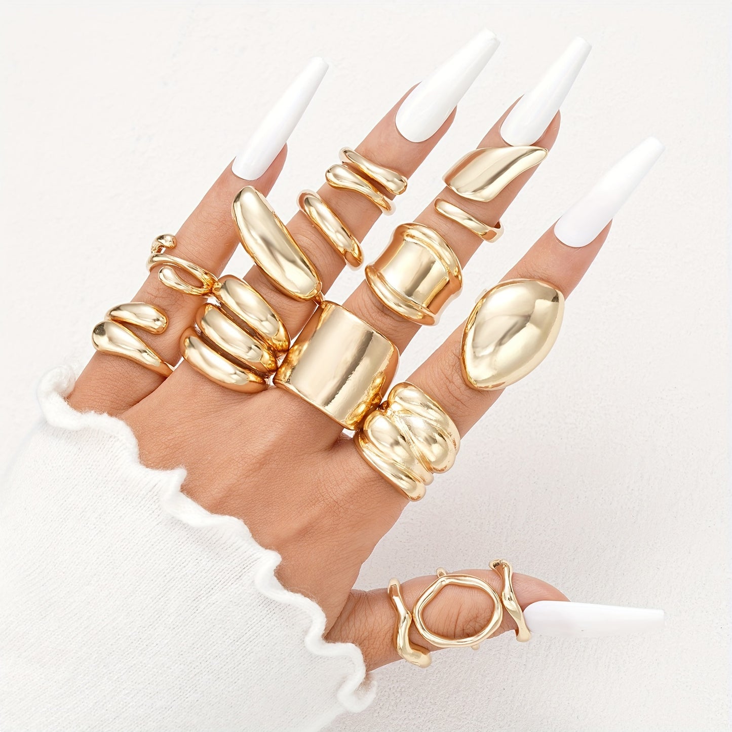 14-Pieces Irregular Rings Set