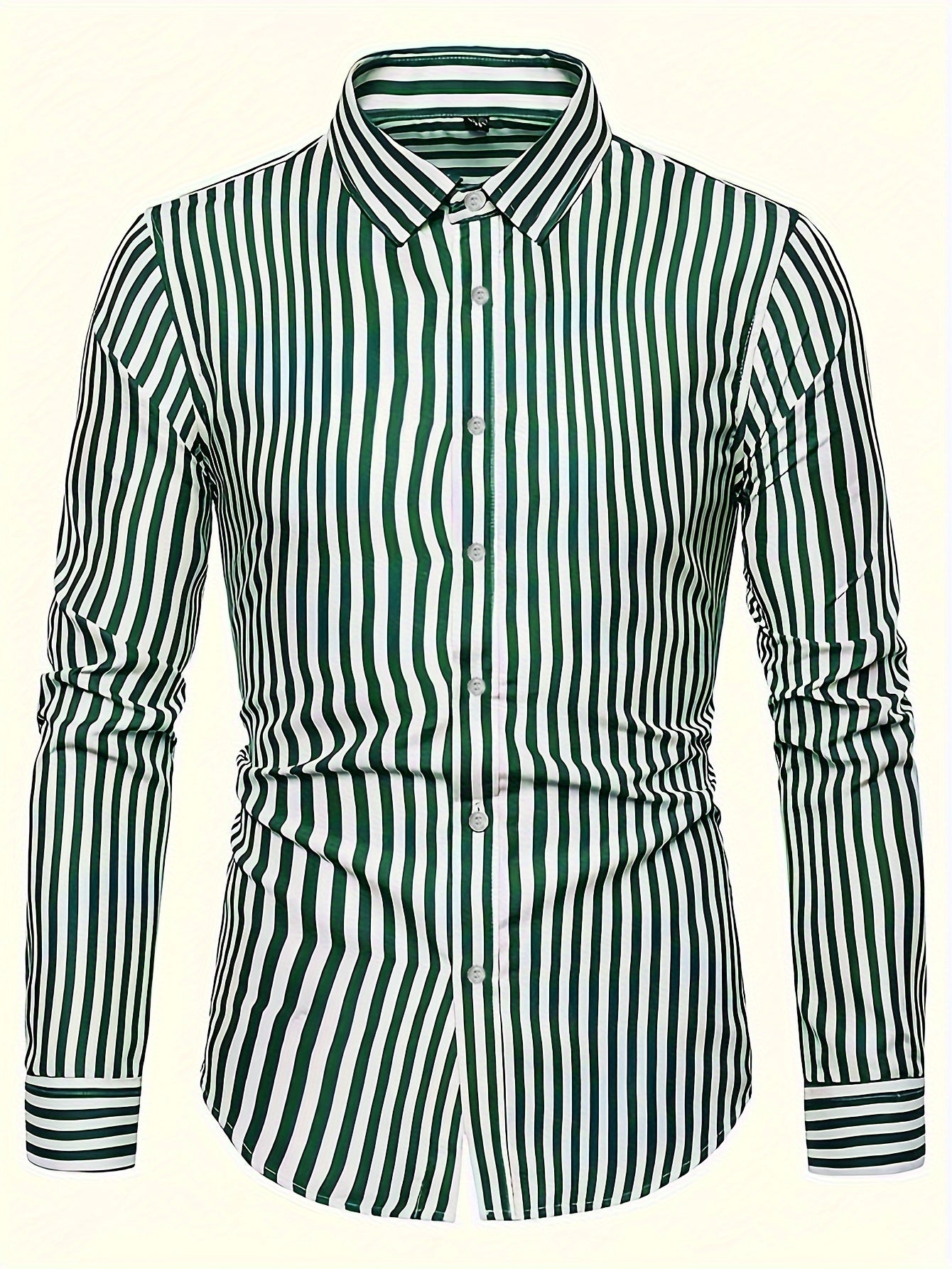 Men's Striped Print Casual Long Sleeve Button-Down Shirt - C22