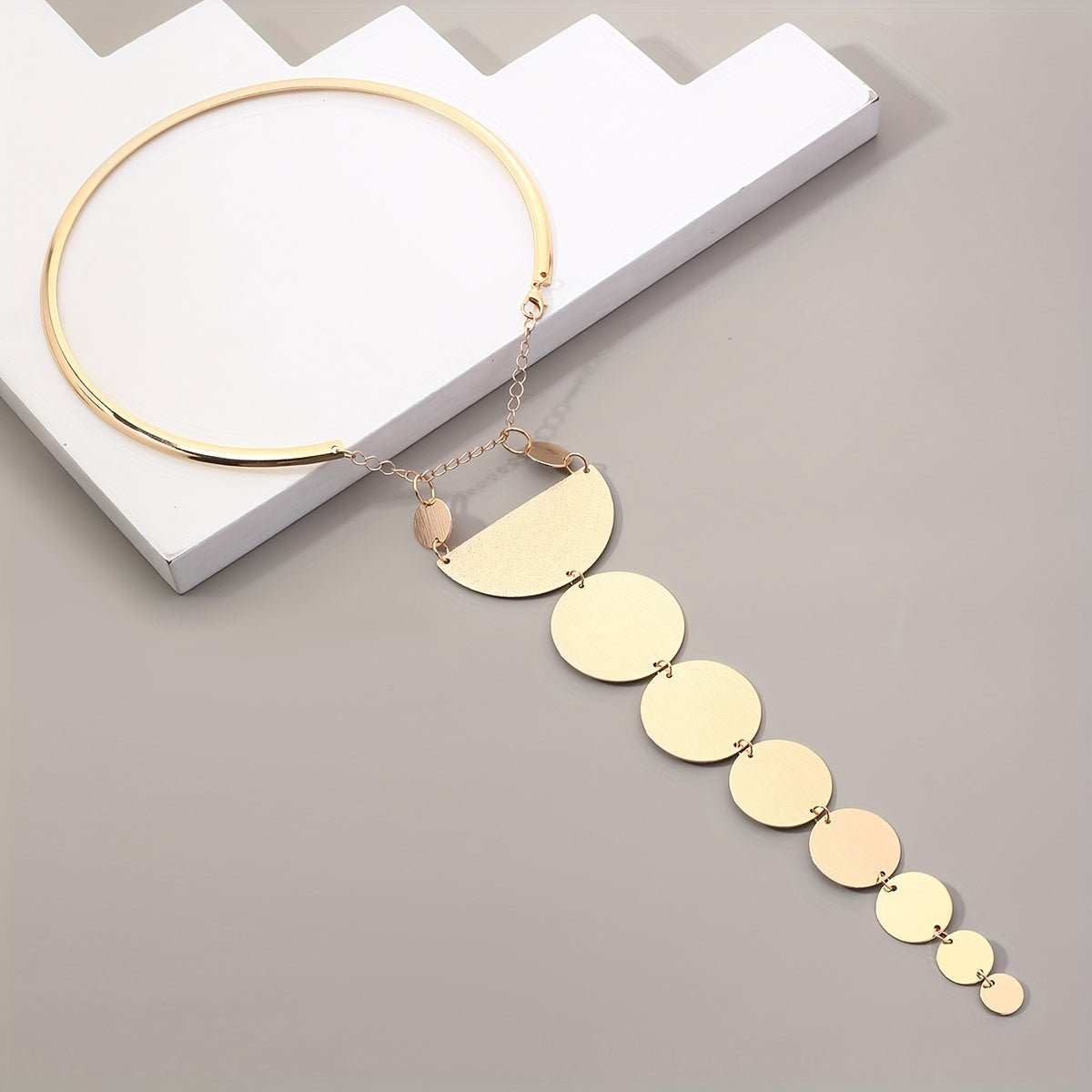 Geometric Semicircle Circle Splicing Necklace