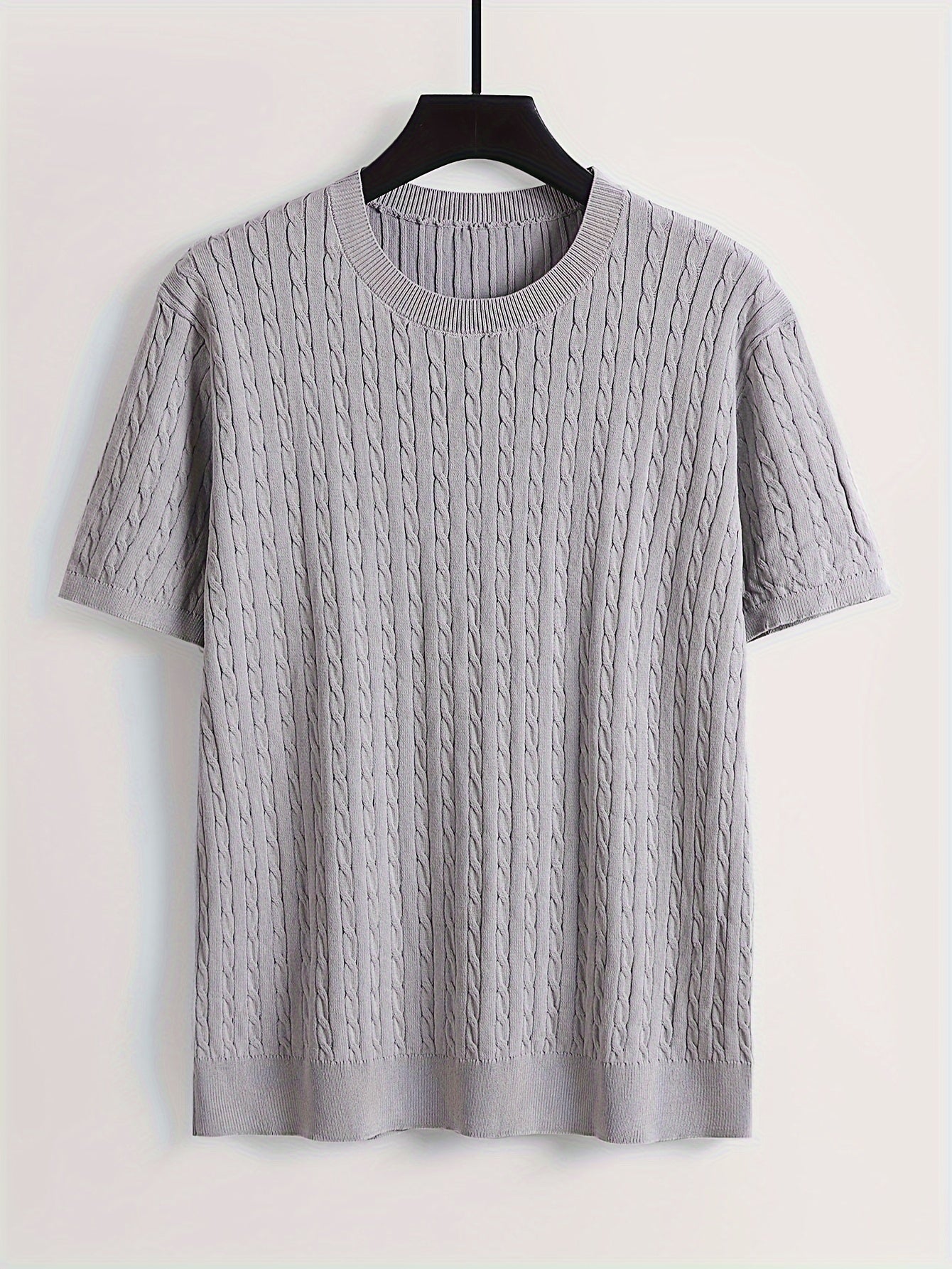 Men's Ribbed And Textured Knit Crew Neck And Short Sleeve T-shirt, Casual And Chic Summer Tops For Daily And Outdoors Leisurewear