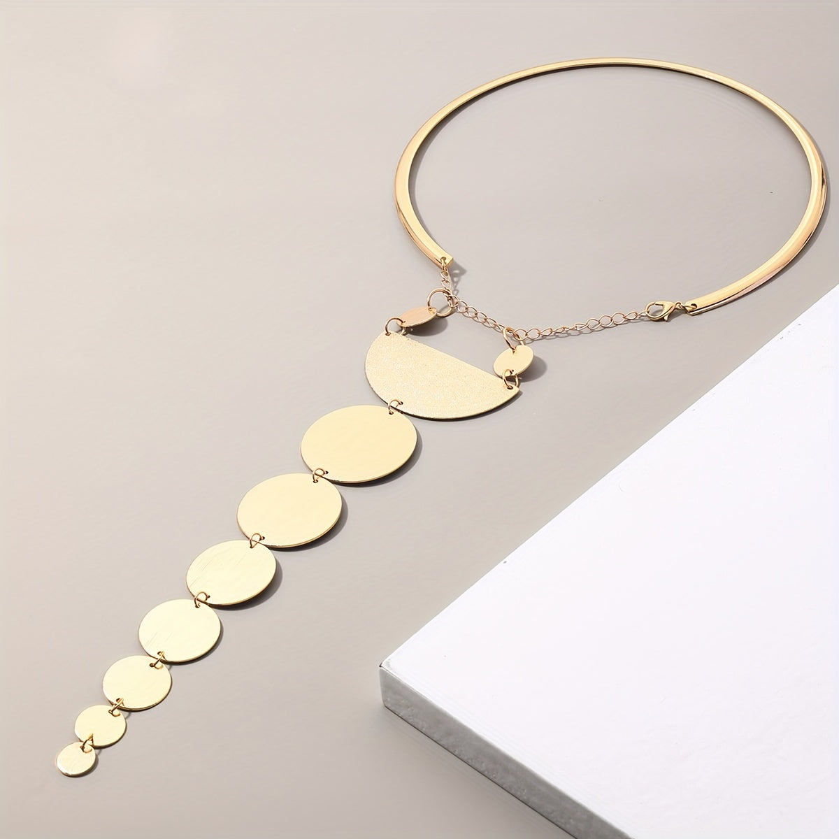 Geometric Semicircle Circle Splicing Necklace