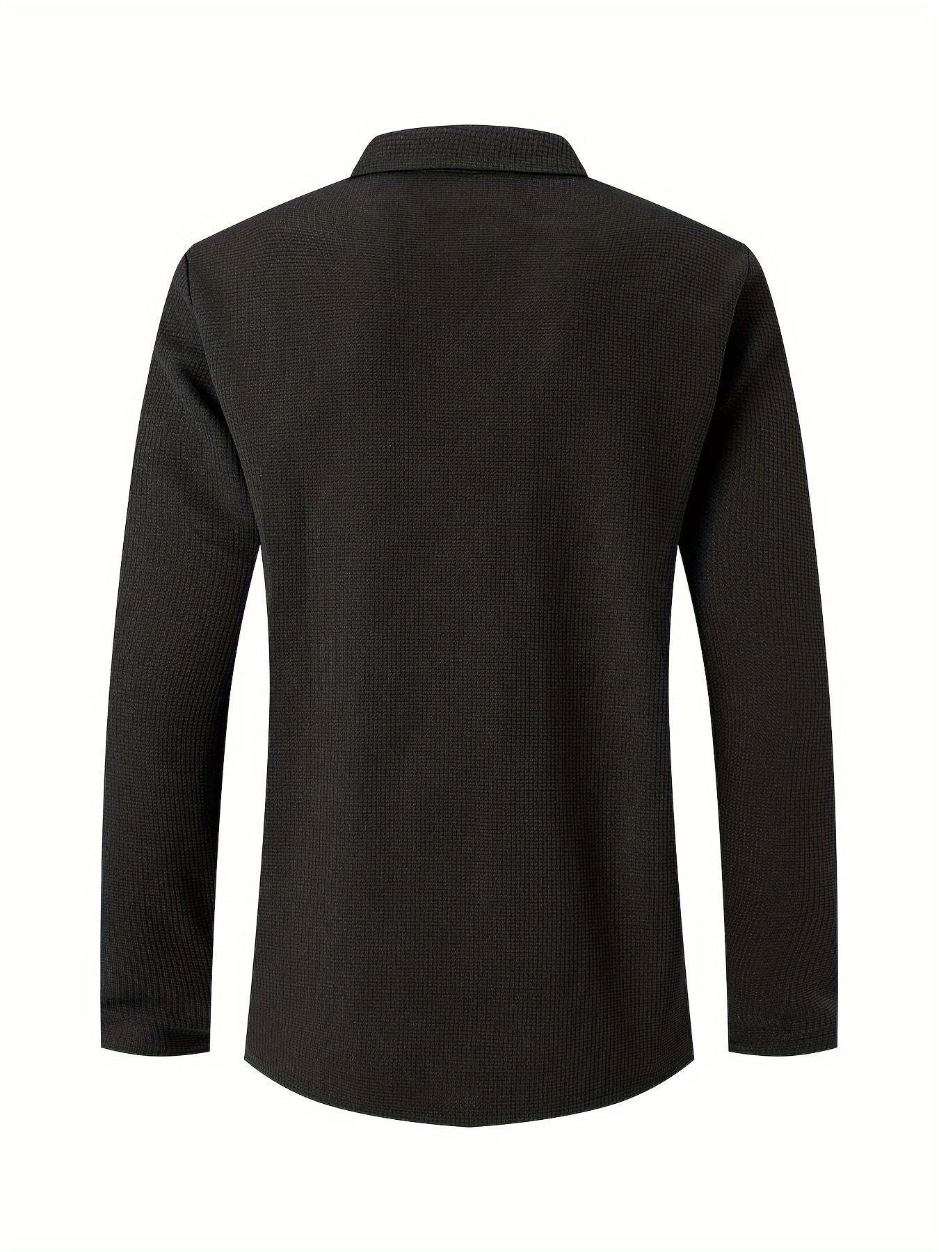 Men's Casual Long Sleeve Knitted Shirt With Suit Collar - Spring/Autumn Long Sleeve Pullover Top