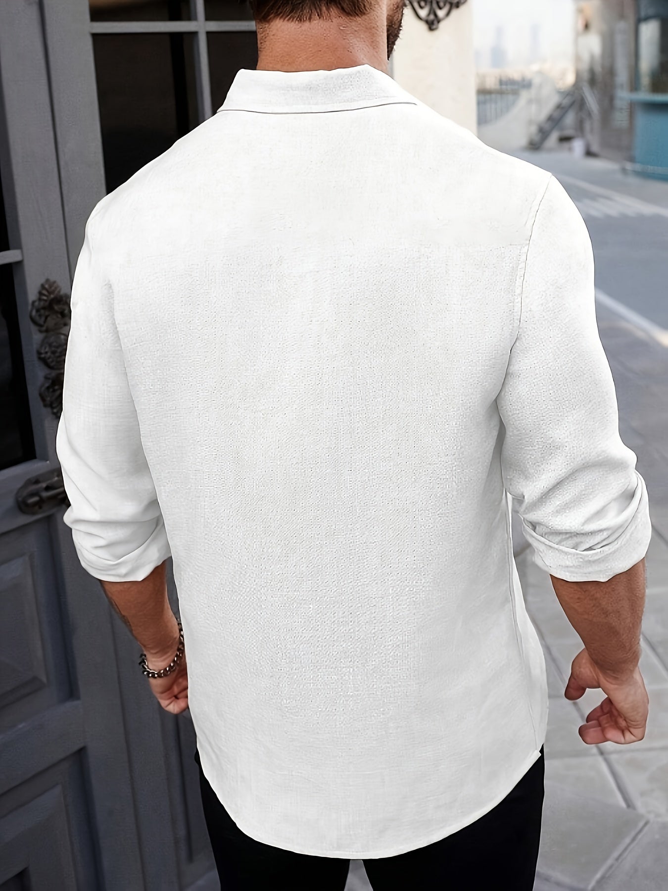 Men's Solid Color Long Sleeve Shirt For Spring And Fall, Casual Stylish Shirt As Gift