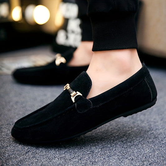 Men's Fashionable Loafer Shoes - Casual Street Style Slip-On Sneakers, Solid Color, Round Toe, All-Season Comfort, Suitable for Business and Casual Wear