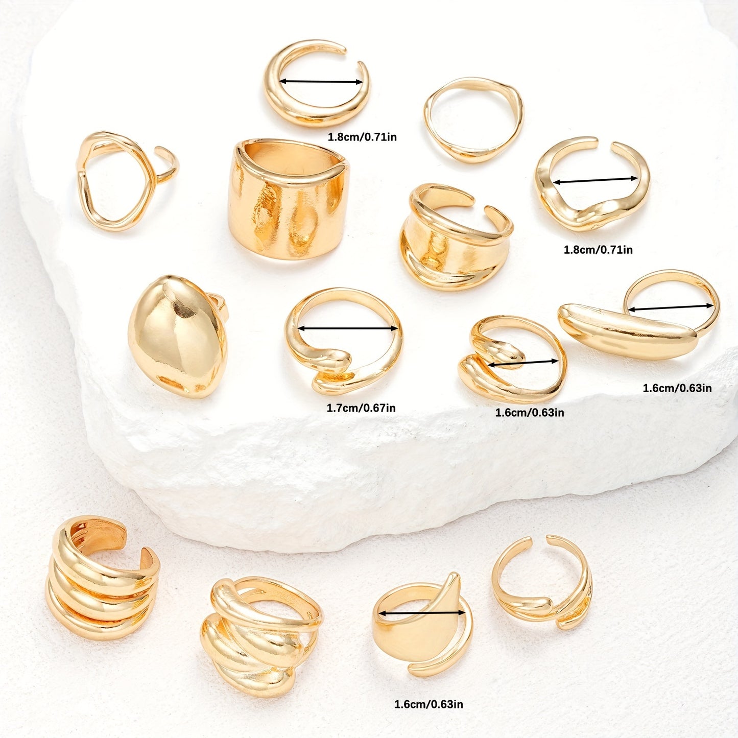 14-Pieces Irregular Rings Set